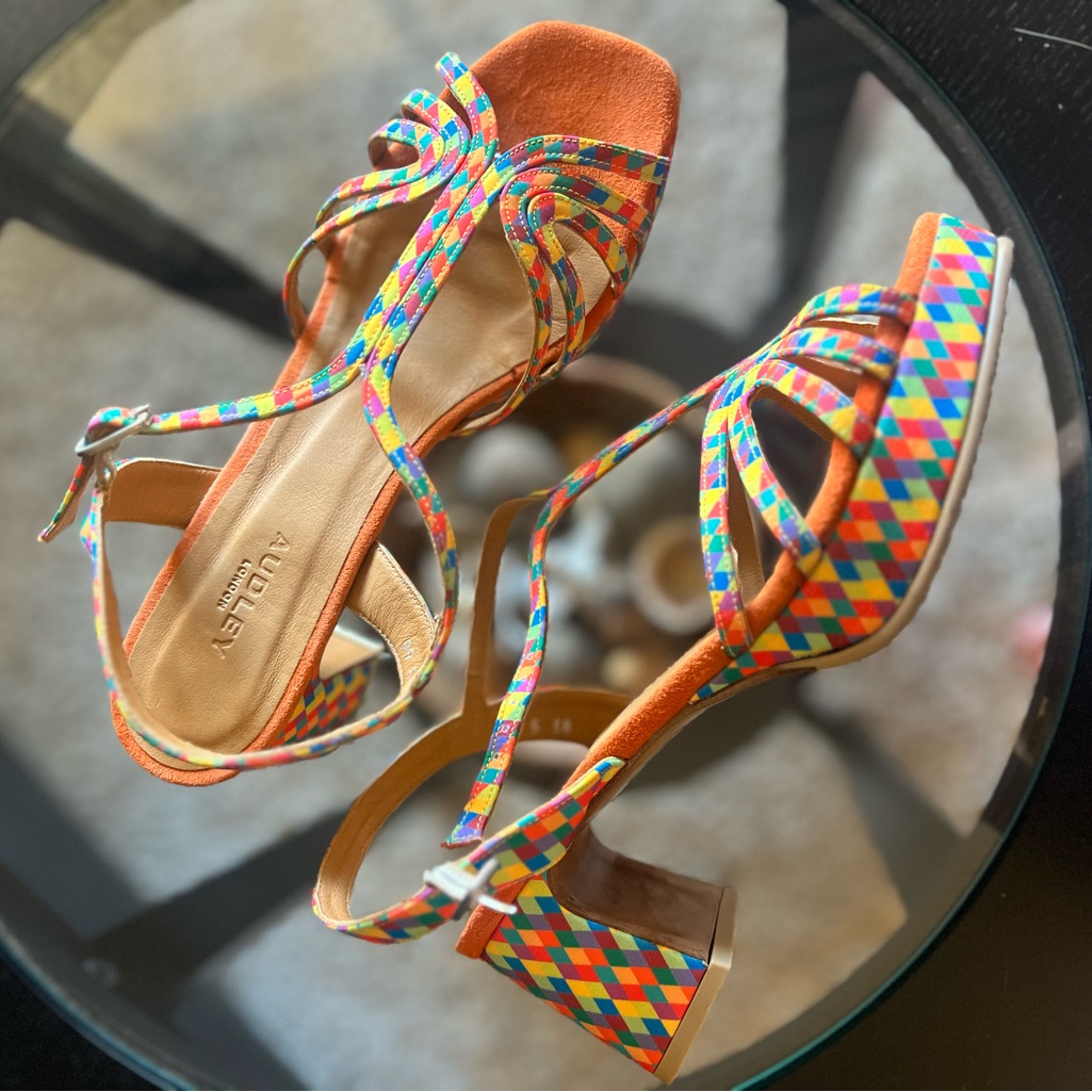 Made In Spain Sz38 (I’m 8.5) Brand New - Multicolor Strappy Women's Heels
